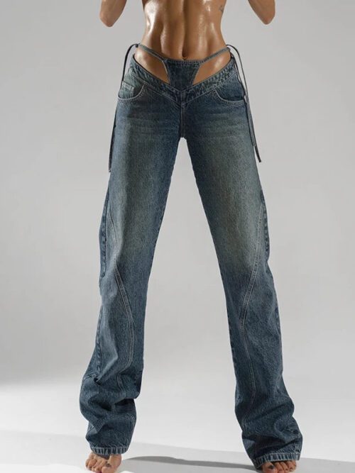 Baddie Cut Out Low Rise Denim Jeans