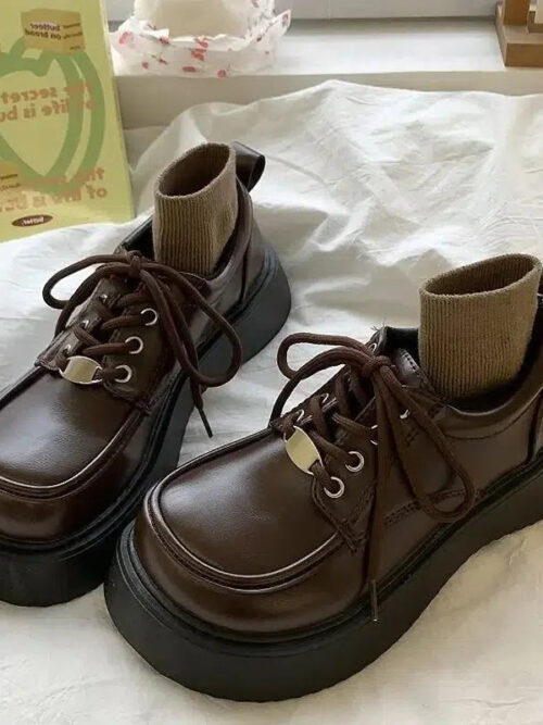 Dark Academia Lace Up Mary Jane Shoes