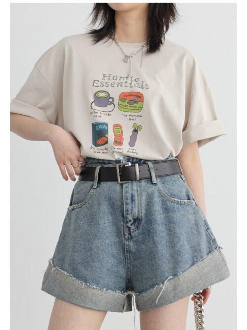 Distressed and Slit Jean Shorts