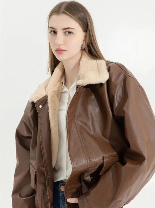 Double-Faced Faux Leather & Fur Jacket
