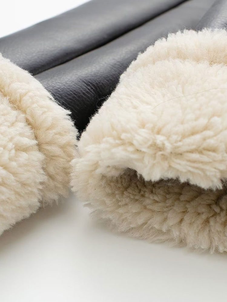 Faux Fur Lined Biker Jacket - Image 5