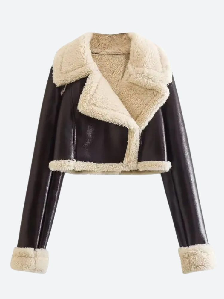 Faux Fur Lined Biker Jacket - Image 6