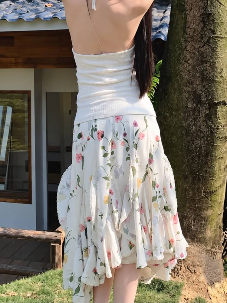 Floral Ruffle Midi Skirt - Image 4