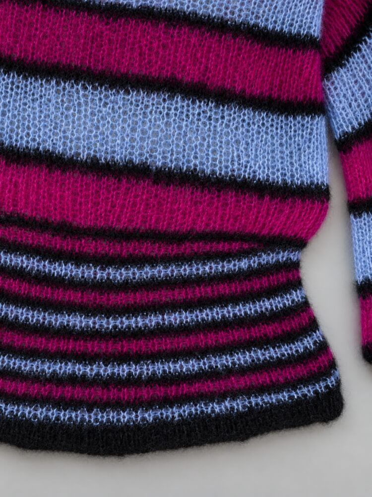 Fuzzy Stripe Off Shoulder Sweater - Image 5