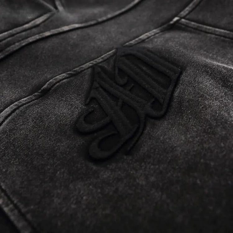 Grunge Dark Washed Embroidered Hoodie - Image 4