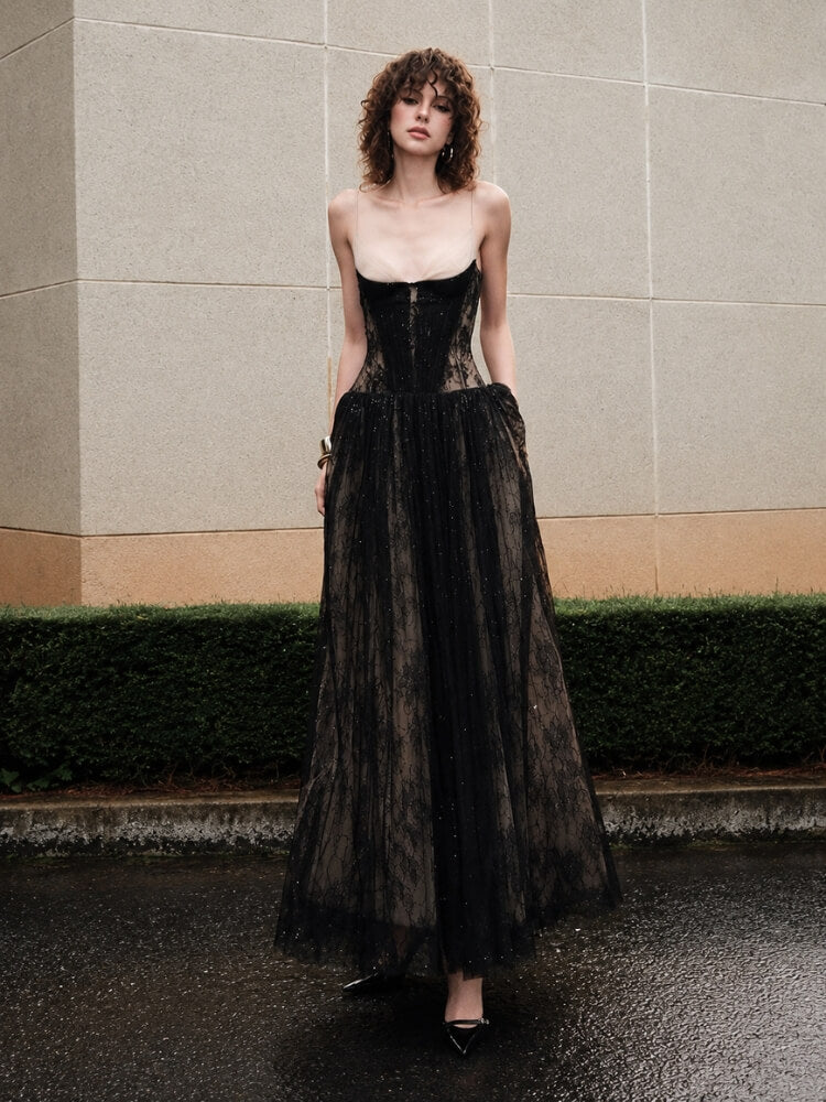 Lace Tulle Maxi Dress - Image 5
