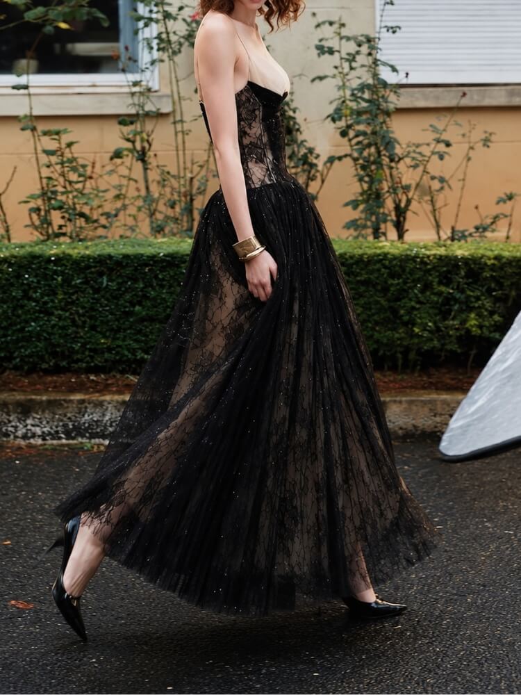 Lace Tulle Maxi Dress - Image 8