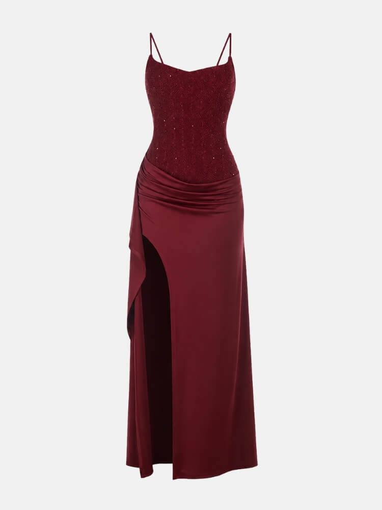 Ruched Satin Maxi Dress - Image 3