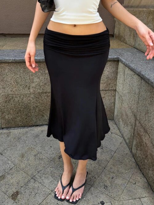 Ruched Waist Midi Skirt
