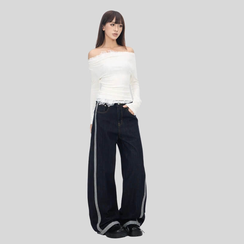 Side Stripe Wide Jeans - Image 3