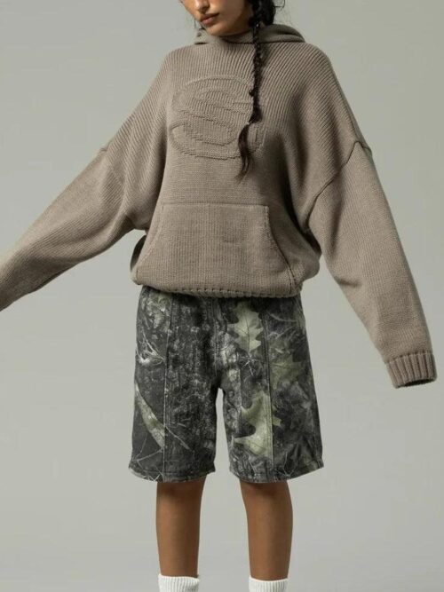 Tall Embroidered Knitted Hoodie