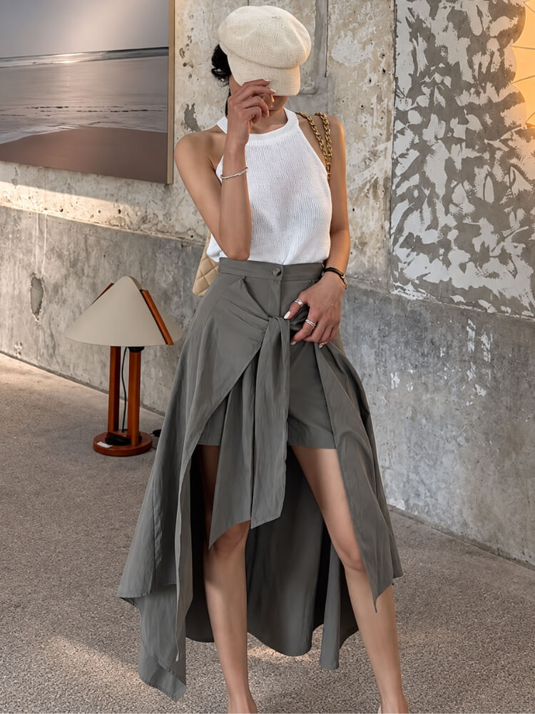 Tie Waist Midi Skirt