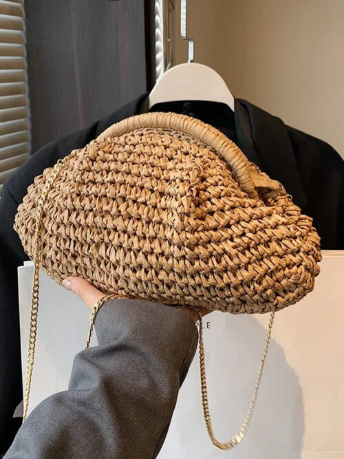 Woven Straw Clutch Bag