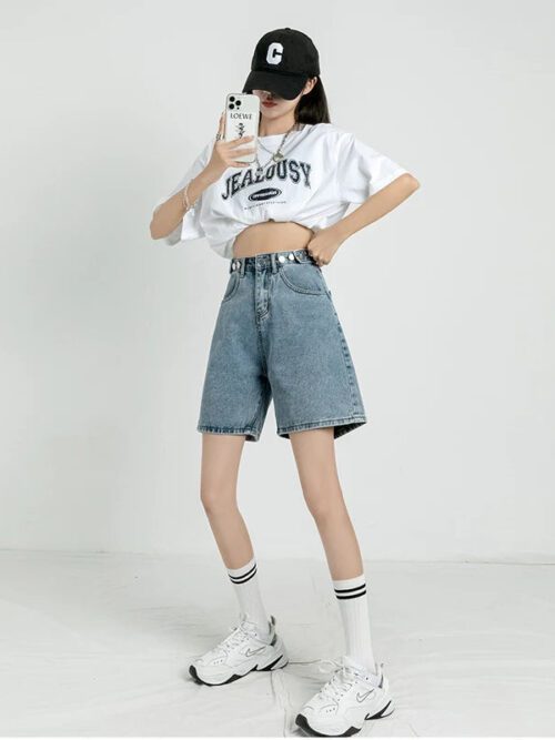 Y2K Adjustable Waist Denim Shorts