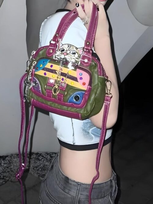 Y2K Cat Embroidered Bag