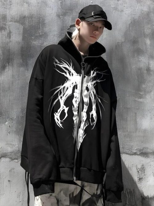 Y2K Cyber Zip-Up Hoodie
