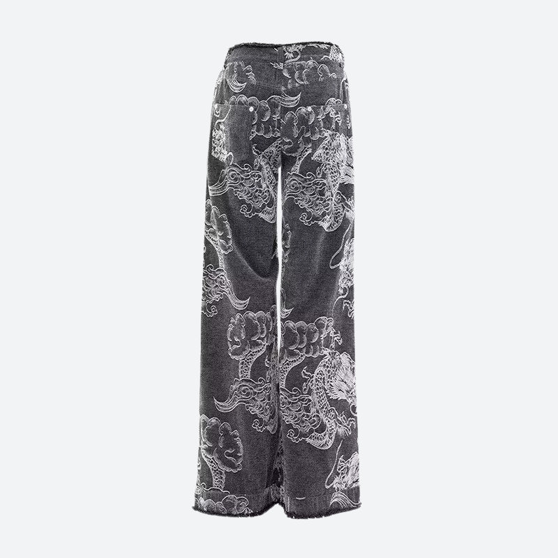 Y2K Dragon Printed Jeans - Image 3