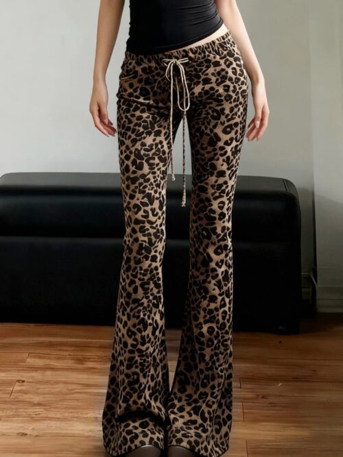 Y2K Leopard Flare Pants