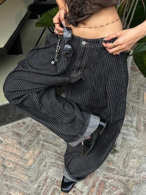 Y2K Pinstripe Tailored Baggy Pants