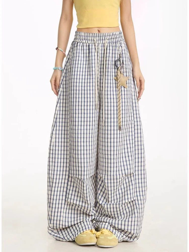 Y2K Plaid Drawstring Pants - Image 3