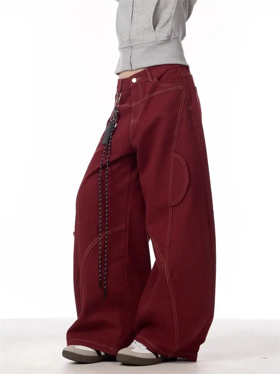 Y2K Red Baggy Cargo Pants - Image 6