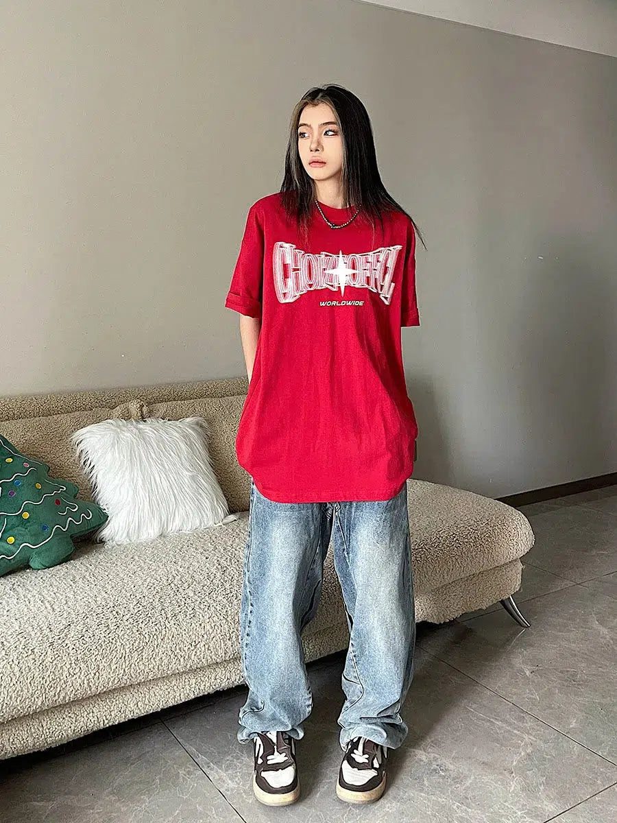 Y2K Shiny Star Worldwide Tee - Image 4