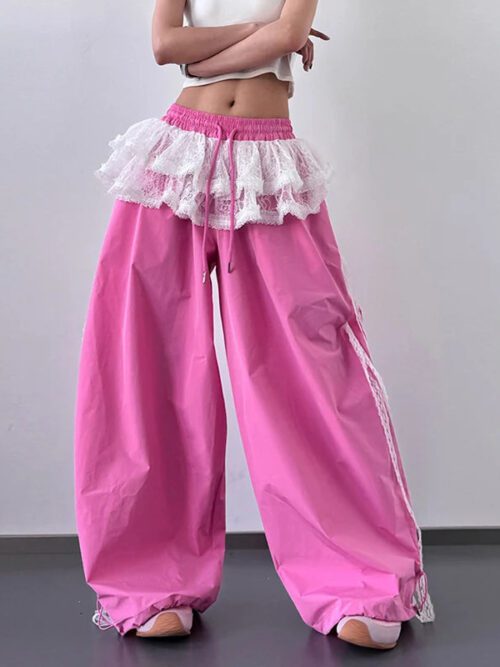 Y2K Skirted Parachute Pants