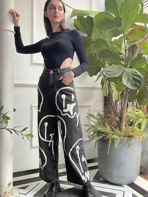 Y2K Smiley Jeans