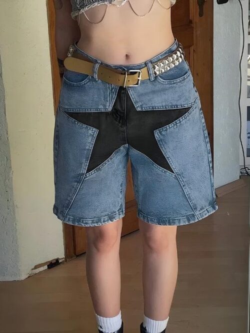 Y2K Star Jean Shorts