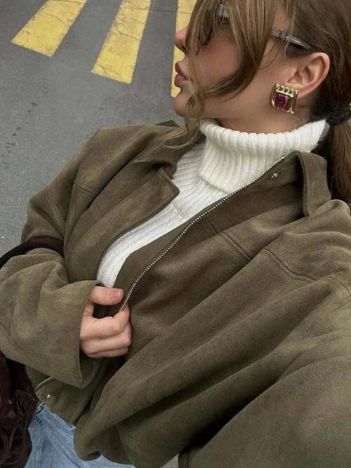 Y2K Suede Bomber Jacket