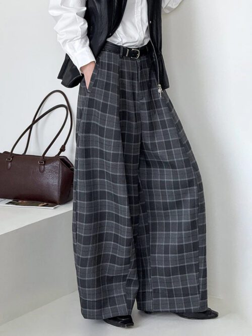 Y2K Ultra-Wide Plaid Pants