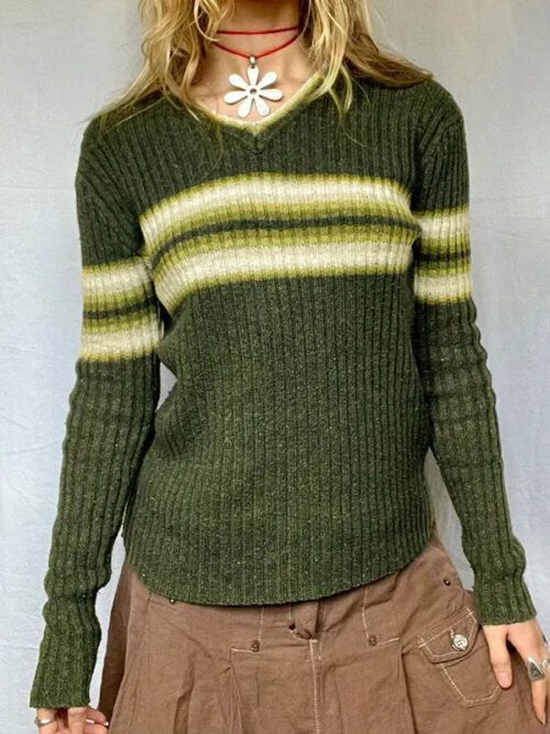 Y2K Vintage Striped Sweater