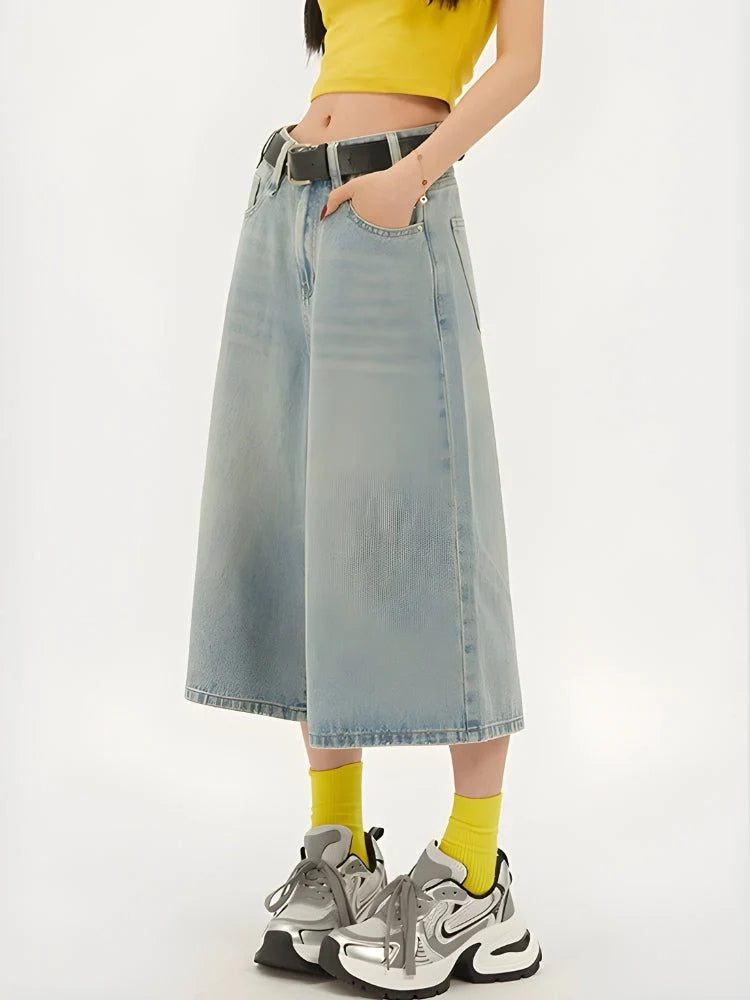 Y2K Wide Leg Denim Shorts - Image 3
