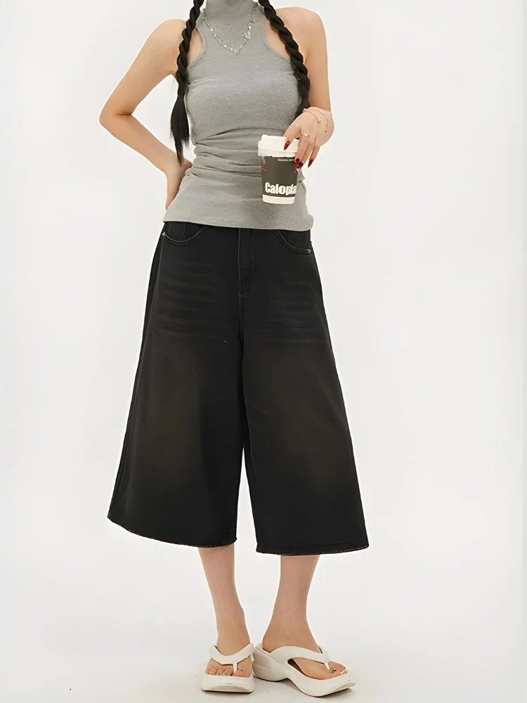 Y2K Wide Leg Denim Shorts - Image 4